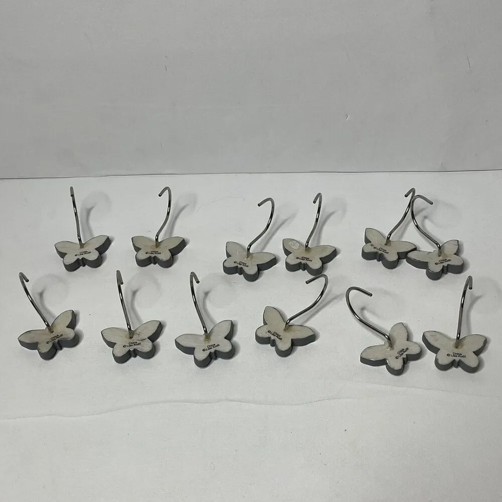 Set Of 12 Lisa Audit Butterfly Shower Curtain Hooks